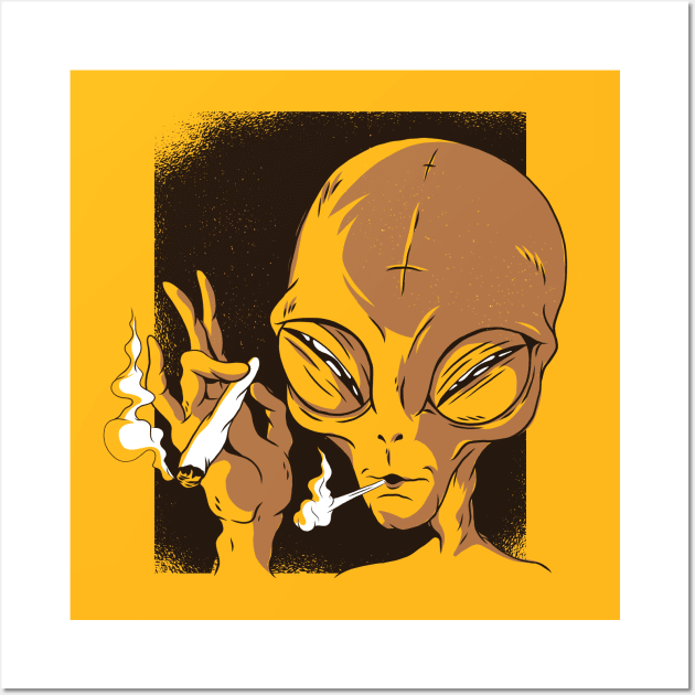 Smoking Alien Wall Art by DuckNorris_CN